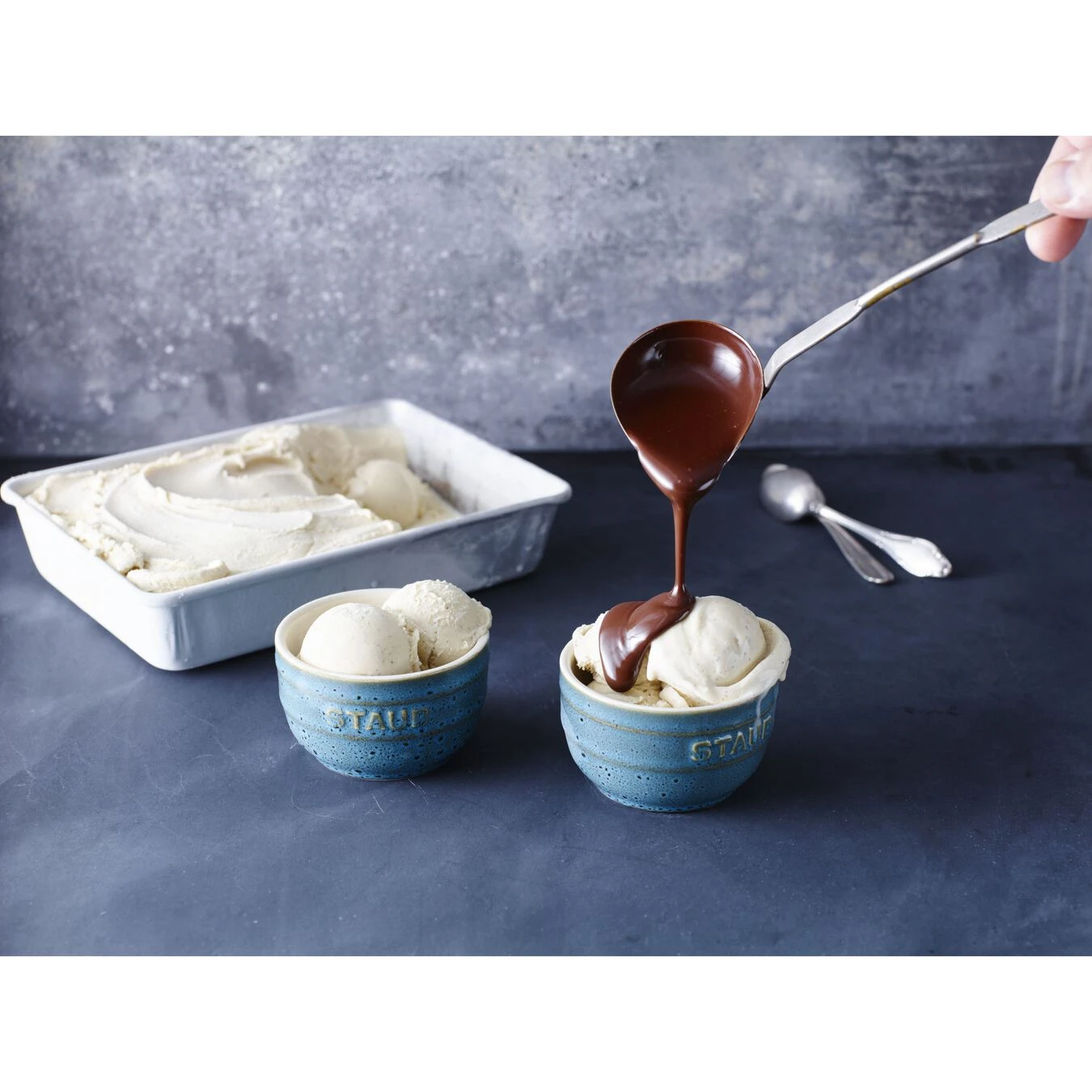 Staub 2-pcs Round Ceramic Ramekin Set Ancient-turquoise 3 Staub 2-pcs Round Ceramic Ramekin Set Ancient-turquoise - Image 2