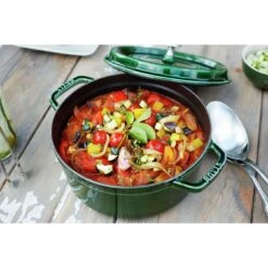 Staub 28 Cm Round Cast Iron Cocotte Basil-green 11 Staub 28 Cm Round Cast Iron Cocotte Basil-green -Staub 000017126
