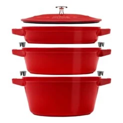 Staub 3-pcs Cast Iron Pot Set Cherry