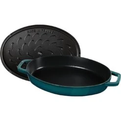 Staub 33 Cm Oval Cast Iron Oven Dish With Lid La-mer -Staub 40501 125 0 6
