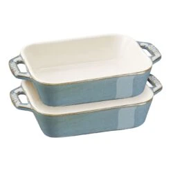 Staub 2-pcs Rectangular Ovenware Set Ancient-turquoise
