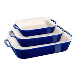 Staub 3-pcs Rectangular Ovenware Set Dark-blue