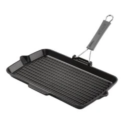 Staub 34 X 21 Cm Rectangular Cast Iron Grill Pan With Pouring Spout Black