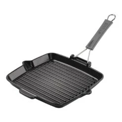 Staub 24 X 24 Cm Square Cast Iron Grill Pan With Pouring Spout Black