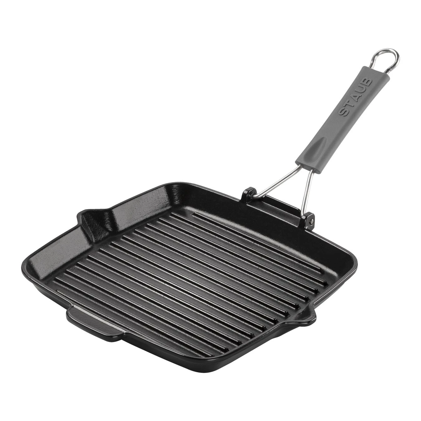 Staub 24 X 24 Cm Square Cast Iron Grill Pan With Pouring Spout Black 3 Staub 24 X 24 Cm Square Cast Iron Grill Pan With Pouring Spout Black