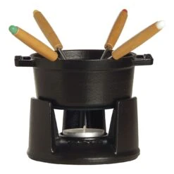 Staub 10 Cm Fondue Set Black