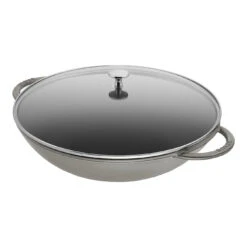 Staub 37 Cm Cast Iron Wok With Glass Lid Graphite-grey