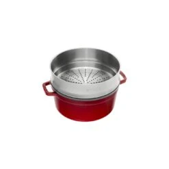 Staub 26 Cm Round Cast Iron Cocotte With Steamer Cherry 12 Staub 26 Cm Round Cast Iron Cocotte With Steamer Cherry -Staub 40510 601 0 2