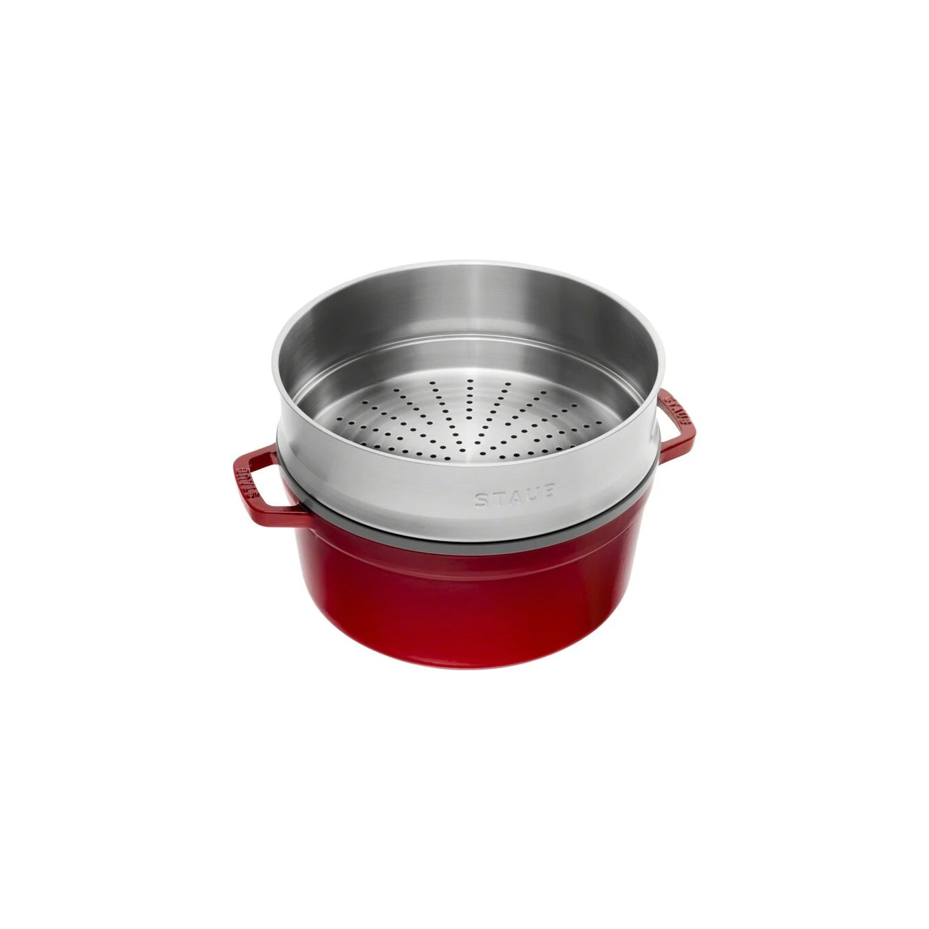 Staub 26 Cm Round Cast Iron Cocotte With Steamer Cherry 7 Staub 26 Cm Round Cast Iron Cocotte With Steamer Cherry - Image 5