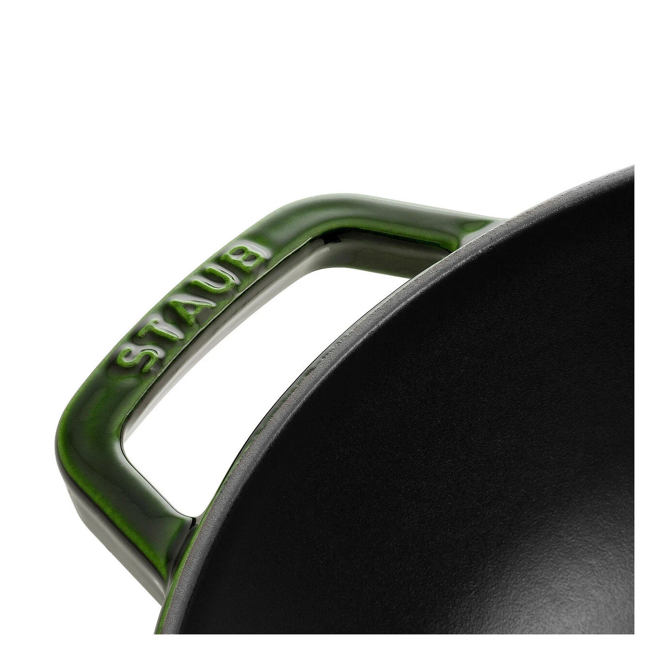 Staub 30 Cm Cast Iron Wok With Glass Lid Basil-green 4 Staub 30 Cm Cast Iron Wok With Glass Lid Basil-green - Image 2