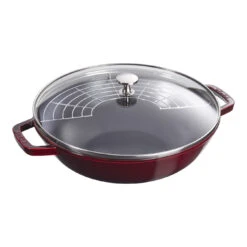 Staub 30 Cm Cast Iron Wok With Glass Lid Grenadine-red