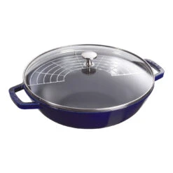 Staub 30 Cm Cast Iron Wok With Glass Lid Dark-blue