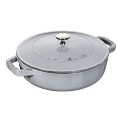 Staub 24 Cm Round Cast Iron Saute Pan Chistera Graphite-grey