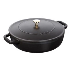 Staub 28 Cm Round Cast Iron Saute Pan Chistera Black