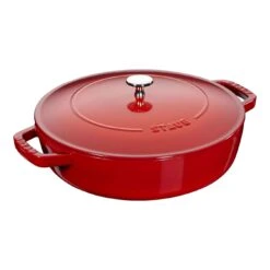 Staub 24 Cm Round Cast Iron Saute Pan Chistera Cherry