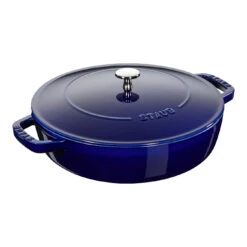 Staub 28 Cm Round Cast Iron Saute Pan Chistera Dark-blue