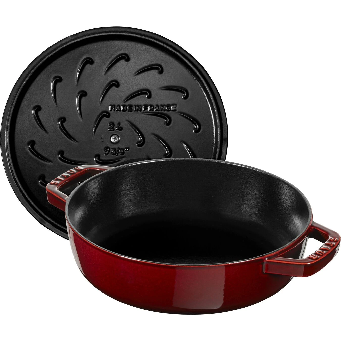 Staub 28 Cm Round Cast Iron Saute Pan Chistera Grenadine-red 4 Staub 28 Cm Round Cast Iron Saute Pan Chistera Grenadine-red - Image 2