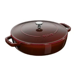 Staub 24 Cm Round Cast Iron Saute Pan Chistera Grenadine-red