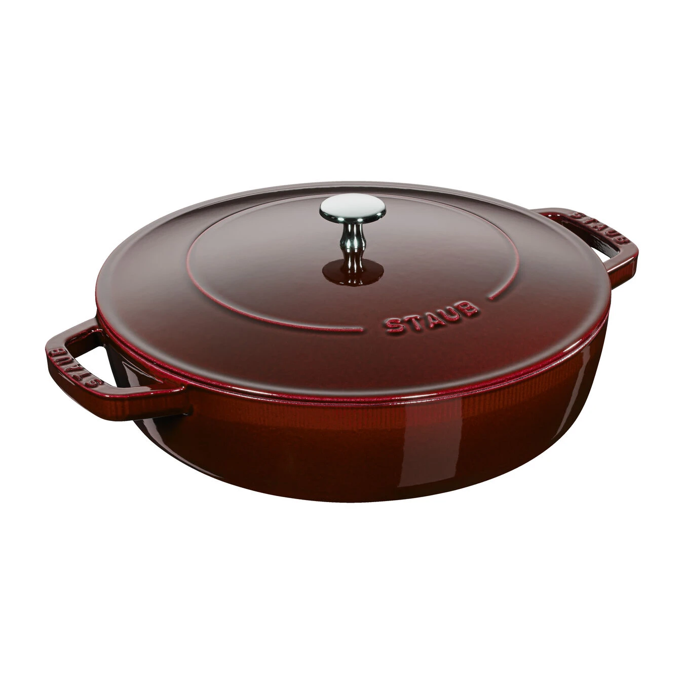 Staub 28 Cm Round Cast Iron Saute Pan Chistera Grenadine-red 3 Staub 28 Cm Round Cast Iron Saute Pan Chistera Grenadine-red