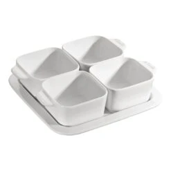 Staub 5-pcs Square Ceramic Appetiser Set Pure-white