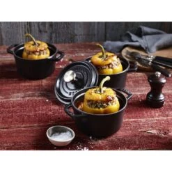 Staub 12 Cm Round Cast Iron Cocotte Black -Staub 424422428