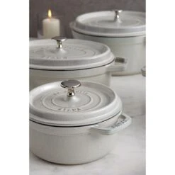Staub 20 Cm Round Cast Iron Cocotte White Truffle -Staub 750037881
