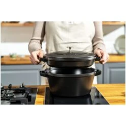 Staub 2-pcs Cast Iron Pot Set Black -Staub 750044634